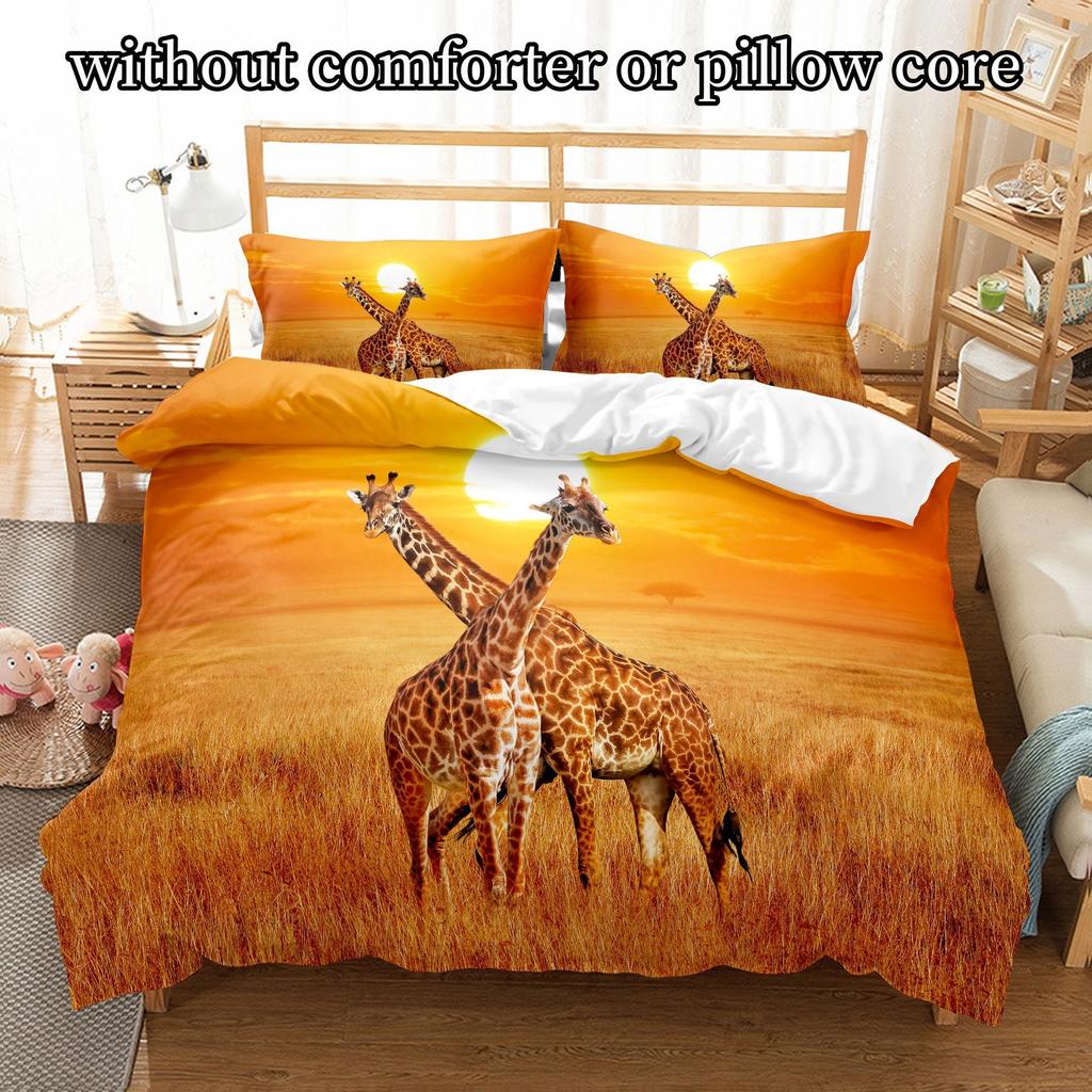 Animal Giraffe Duvet Cover 3D Digital Printing Three-Piece Bedding Set
