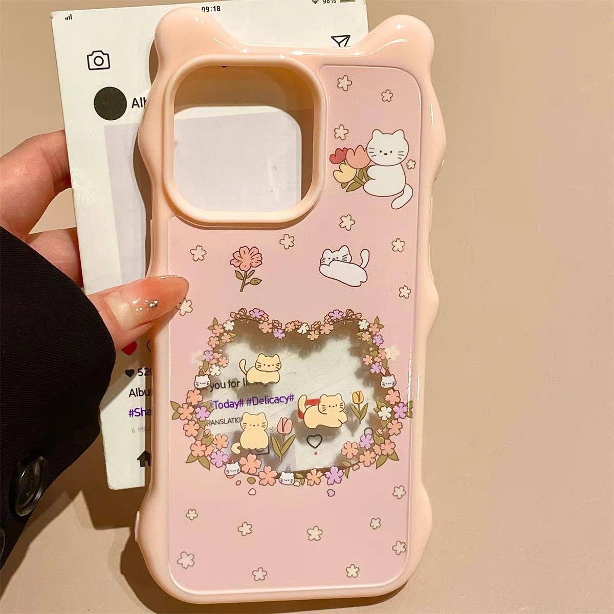 Xiaohua ins cat lphone15promax cute cat ear Huawei PURA70/14promax mobile phone case apple 11