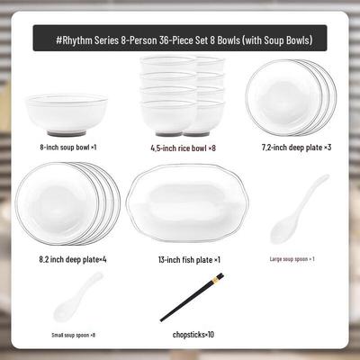 Kan Mo Flowing Rhythm 36-Piece Nordic Ceramic Dinnerware Set