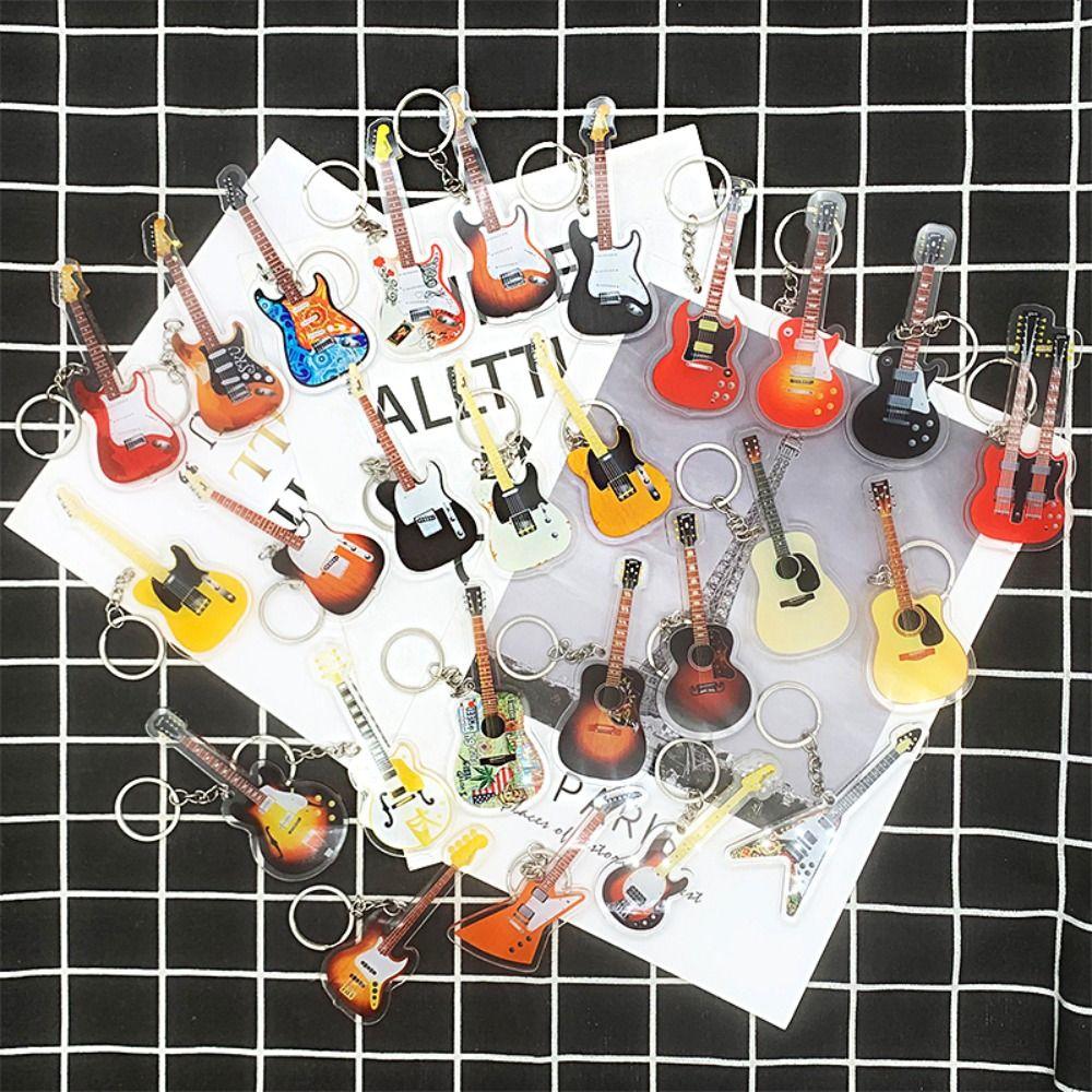 Cello Guitar Model Pendant VIOLIN Electric Guitar Model Keyring  Music Lovers Gift