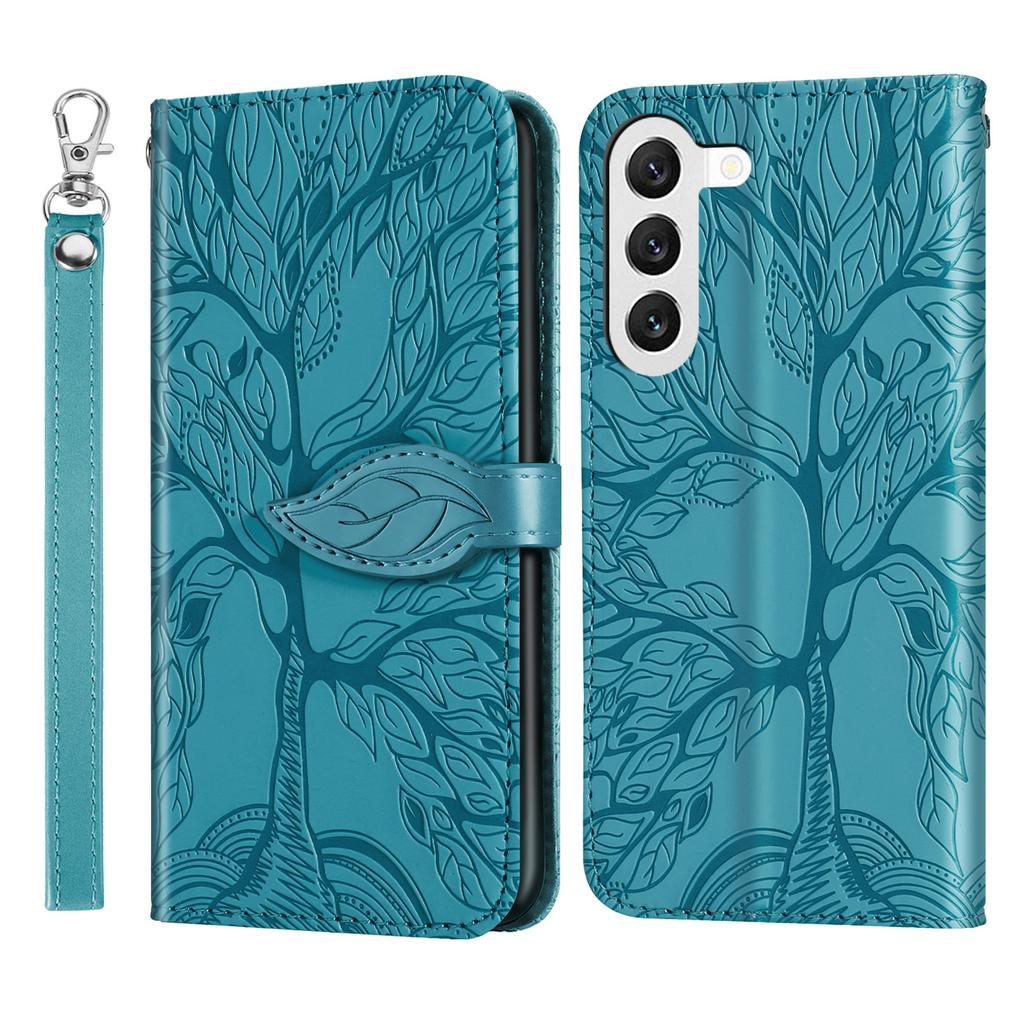 Foreign trade tree of life embossing is suitable for Samsung S23PLUS mobile phone case card holder S22U clamshell leather case A14