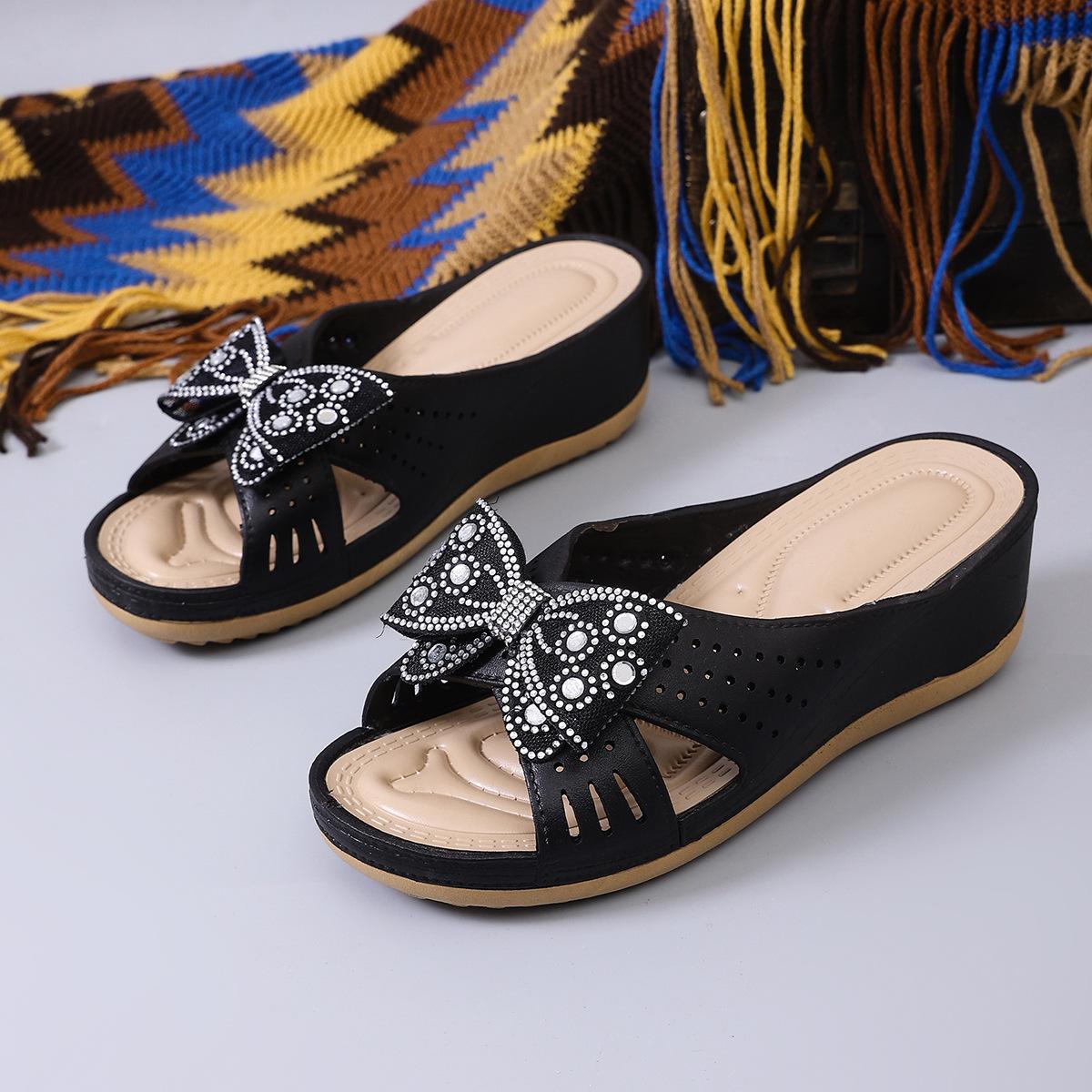 Pegged Heels Women s Shoes - New Style Thick-soled Flip-flops 36