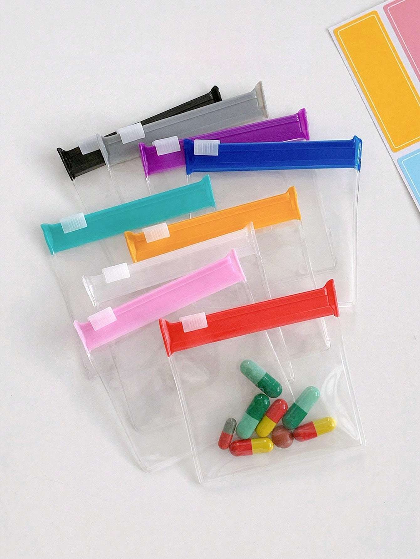 

Мешочки для таблеток Набор мешочков для таблеток на молнии Многоразовый полупрозрачный органайзер для лекарств Самозапечатывающийся пакет для лекарств Дорожные пластиковые пакеты для таблеток random 7pcs разноцветный
