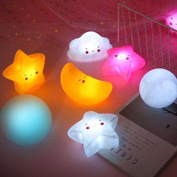 New Cartoon Light Silicone Cloud Night Light Ins Style Shell Moon Star Lamp Led Night Lights for Kids Baby Bedroom Birthday Party Gifts