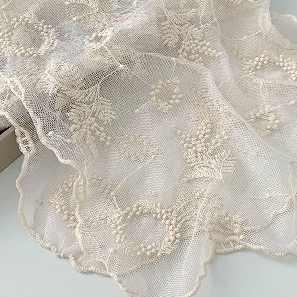 Elegant Long Lace Scarf Breathable Flower Embroidered Sunscreen Lace Shawl Lightweight Solid Color Neck Protection Scarf Summer