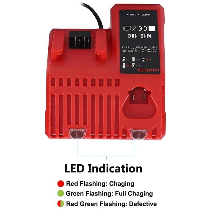 Battery Charger For Milwaukee 12 V 14.4V 18V 48-11-1852 48-11-1820 48-11-1840 48-59-1813 M&18 M&14 M&12 Lithium Battery
