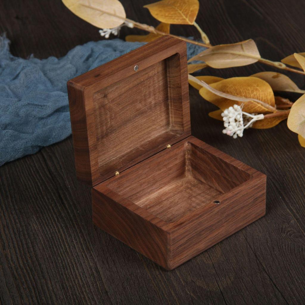 Black Walnut Flip-Top Light Luxury Storage Box for Jewelry, Antiques, or Stationery