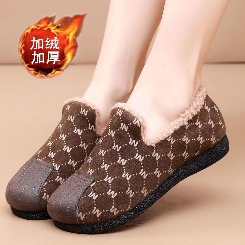 Fleece Doudou shoes women's autumn and winter fashion versatile warm one-pedal flat-soled soft-soled shoes women's casual shoes Mao Mao shoes