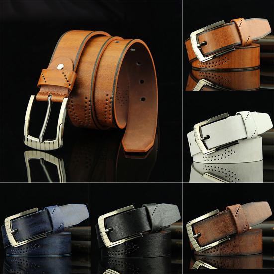 Leather Belt Hollow Colorful Reusable Pin Buckle Belt for Boy
