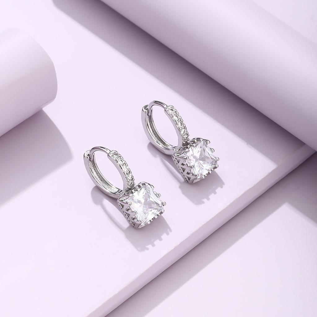 Stylish Zircon Square Alloy Earrings For Women Geometric Summer 2022 Jewelry Unique