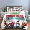 Merry Christmas Cartoon Set Bedding Duvet Cover Set Duvet Cover Pillowcases  (1*Duvet Cover 2*Pillowcases, Without Duvet Insert)