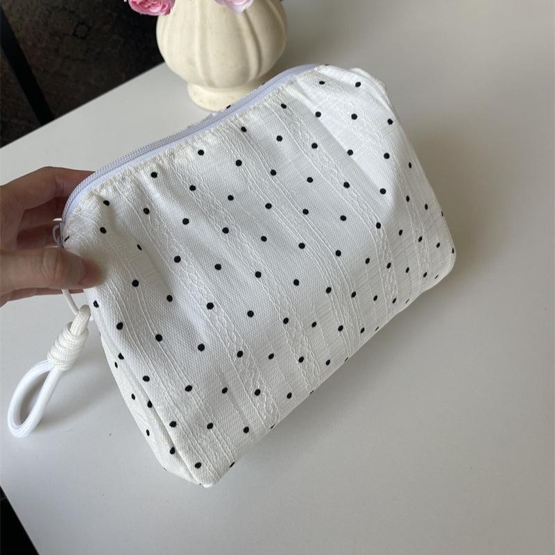 Black Dot Makeup Bag for Women Cosmetic Organizer Pouch Sweet Style Toiletry Bag Case