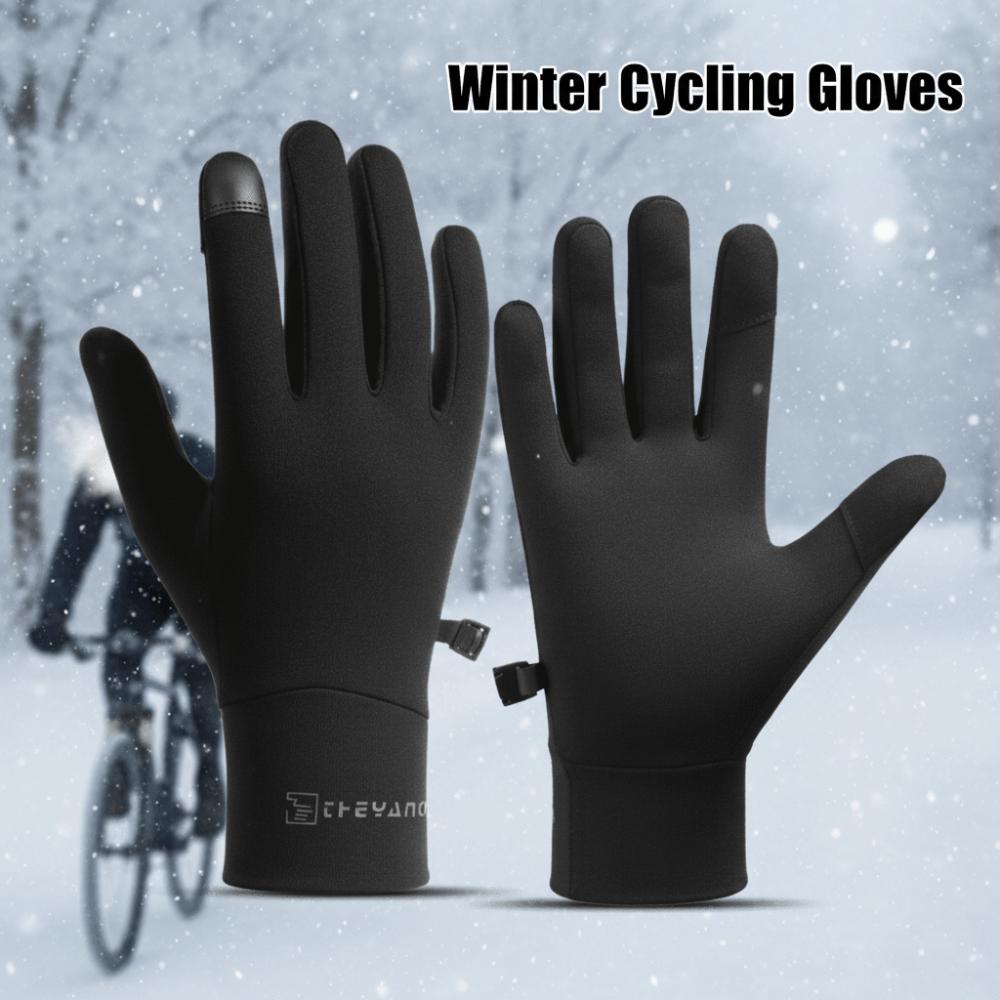 Anti Loss Thick Cycling Gloves Lock Buckle Warm Outdoor Gloves Winter Cycling Gloves  Outdoor