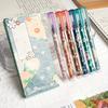6pcs Floral Rollerball Pens Sakura Flower Cherry Blossom Fine Point 0.5mm Quick-Drying Liquid Ink Durable Plastic Material A3283