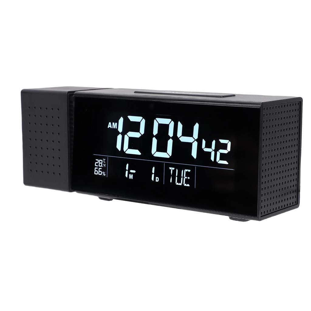 Digital Alarm Clock with Colorful Night Light, FM Radio, Date Week Temperature Humidity Display, 6 Alarms, Snooze, USB