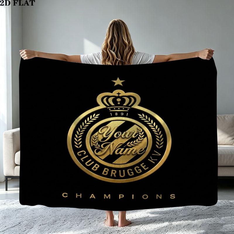 1PC Club Brugge KV Custom Name Patterned Flannel Blanket Suitable For All Seasons for Home Decor Warmth and Comfort Gifts Holiday Present
