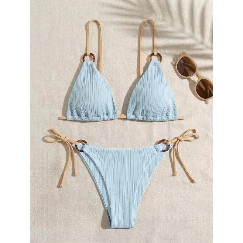Women's European & American Style Bikini Set Sexy Lace-Up Two-Piece Swimsuit for Beach Vacation