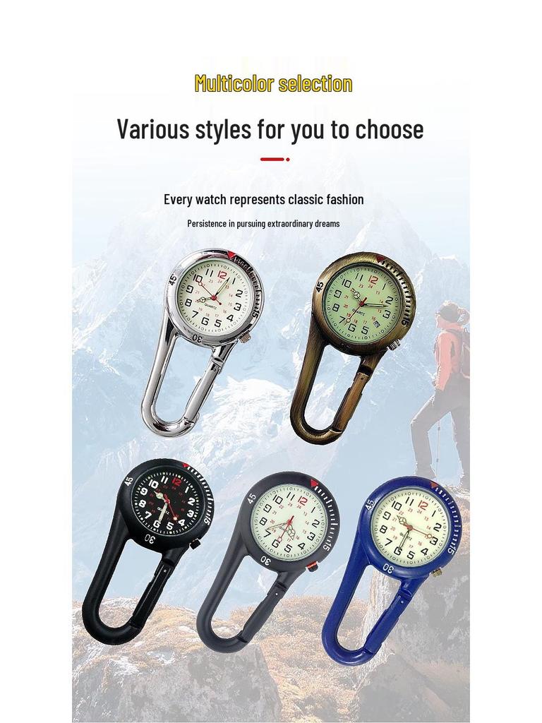 שעון קרבינר חיצוני זוהר: שעון כיס או תרמיל נוח לקשישים ולסטודנטים