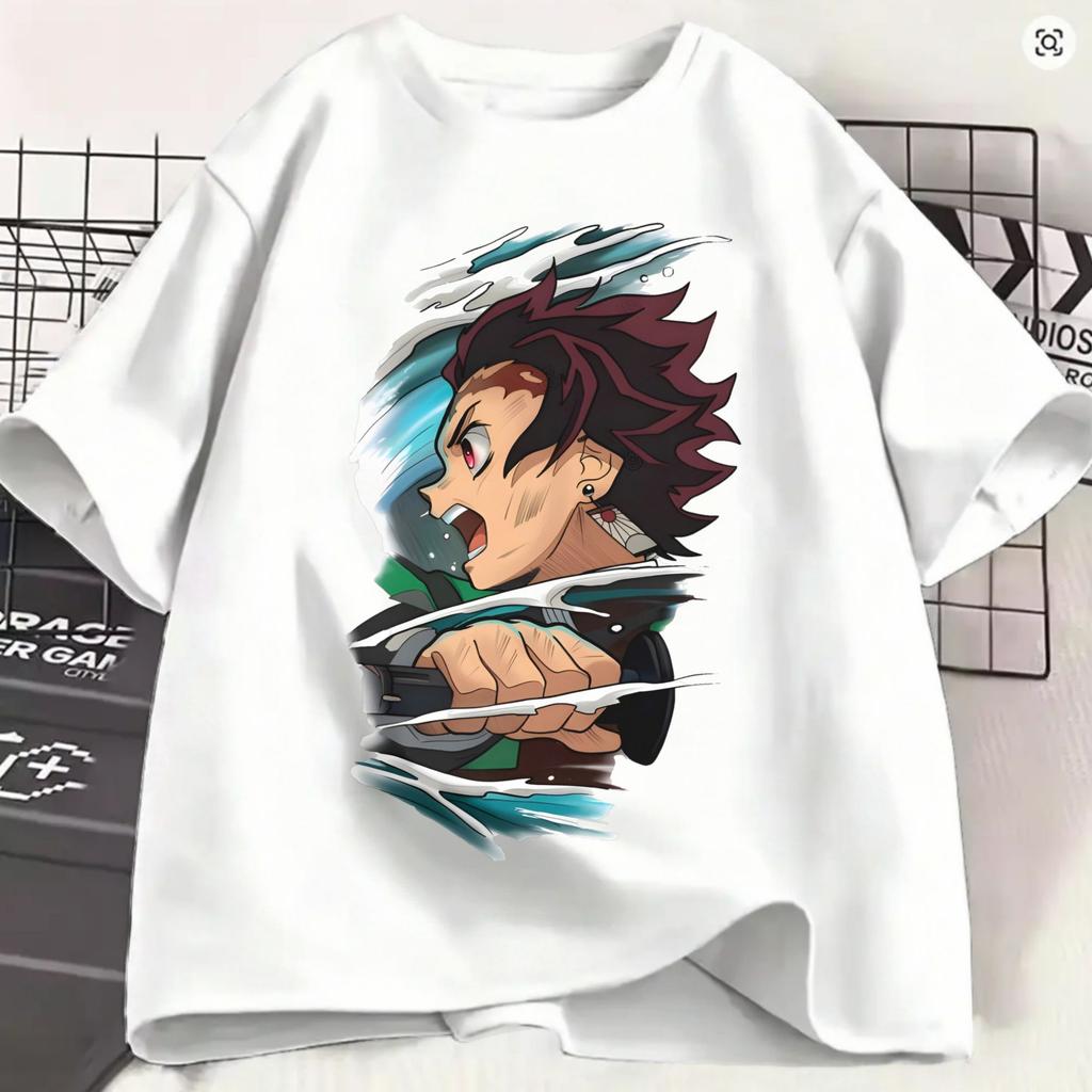 Unisex Kamado Tanjiro T Shirts Demon Slayered Pure Cotton Clothes Funny Short Sleeve Crewneck Tee Shirt Adult Tshirts