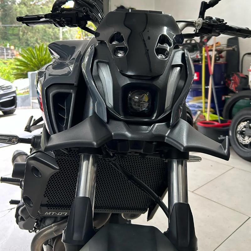 Motorrad Zubehör Schwarz Naked Front Abtriebsspoiler Winglet Aerodynamik Flügel Kit Spoiler Für YAMAHA MT 07 2021 2022 2023