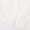 Women Short Sleeve Cropped Blouse V Neck Pleated Front Button Down Top with Decorative Trim for Casual or Festival Wear