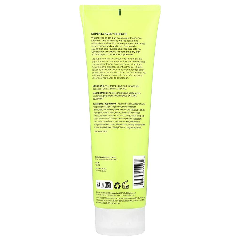 Super Leaves Science, Natural Conditioner, Nourish & Strengthen, Grapeseed Oil & Olive Leaf, 240Ml (8Oz)