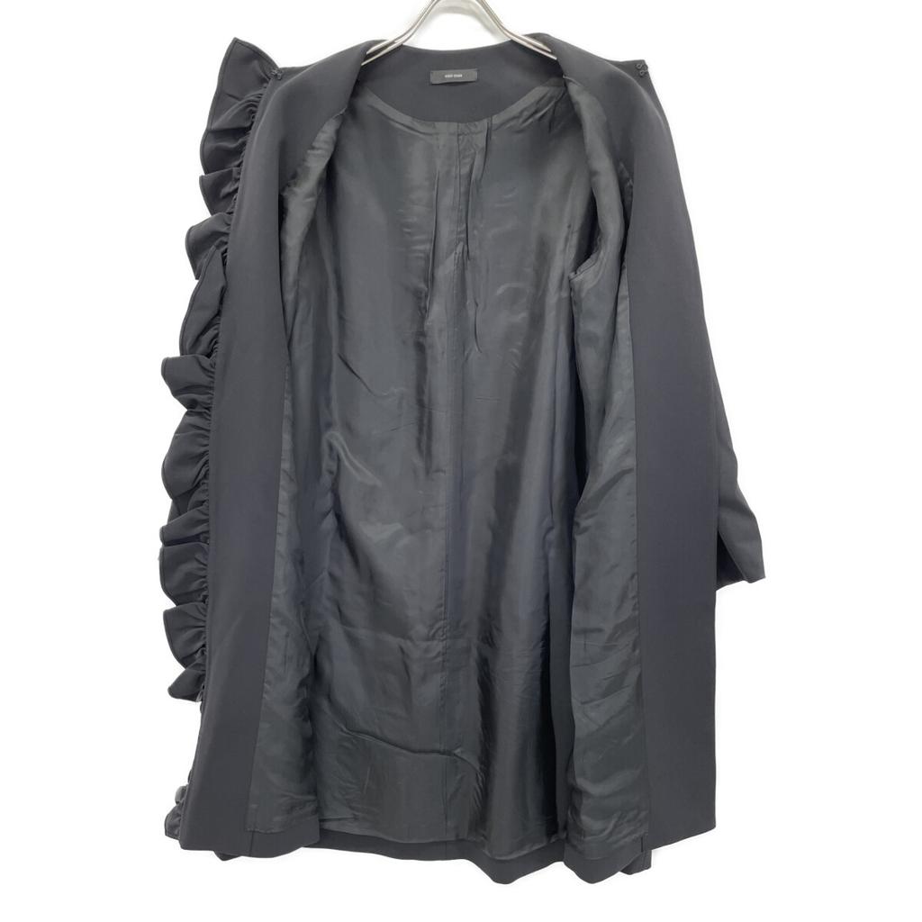 YOKOCHAN YCC-122-173 22AW Black Belted Frill Front Ruffle Coat coat 36 blackUsed
