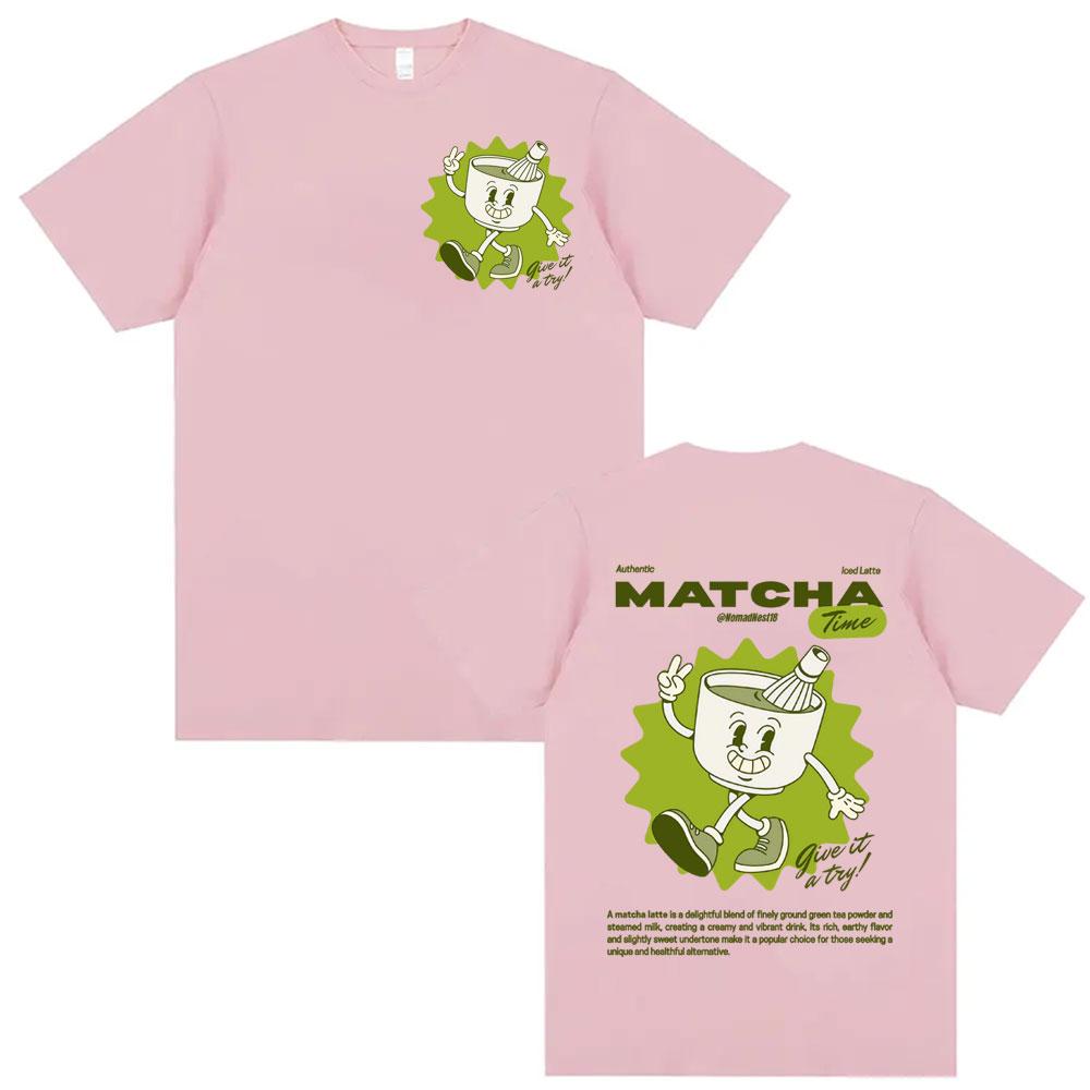 Funny Drink Coffee Matcha Time Graphic T Shirt Unisex Fashion Gothic Cute Short Sleeve Tshirts Summer Cotton Tshirt Streetwear