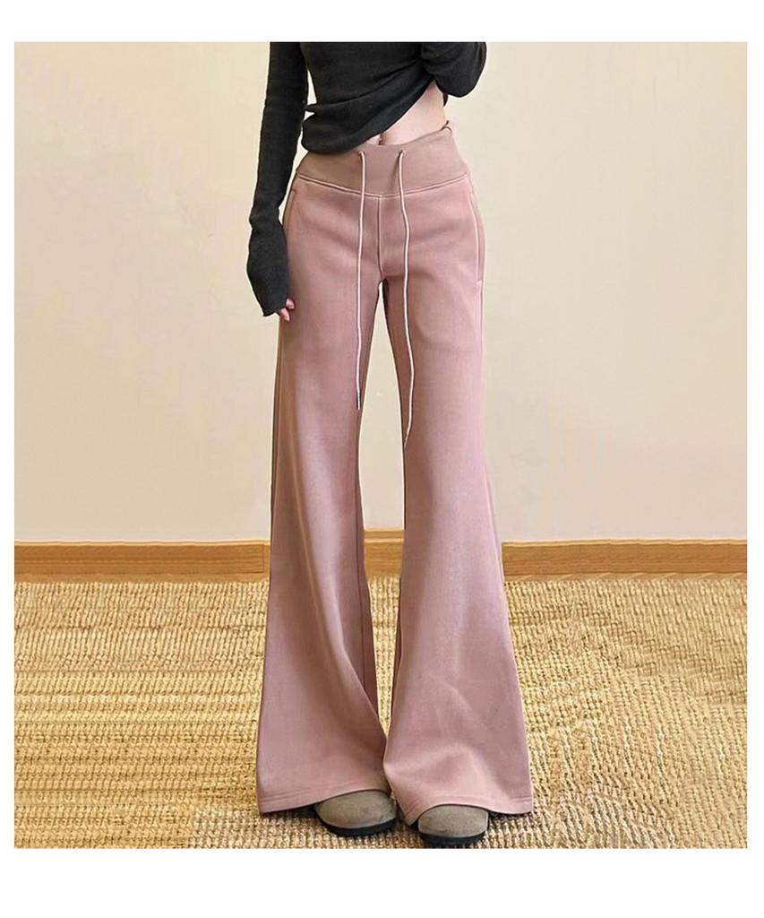 Women's Black Micro-Flare Sports Sweatpants, High-Waisted, Slimming, Flattering, Plus Velvet, Autumn/Winter 2025 Collection