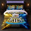 Newcastle United FC Custom Name Text Bedding Set 1 Duvet Cover+2 Pillowcases Soccer Logo Personalized Gift For Special Occasion Bedroom Decor