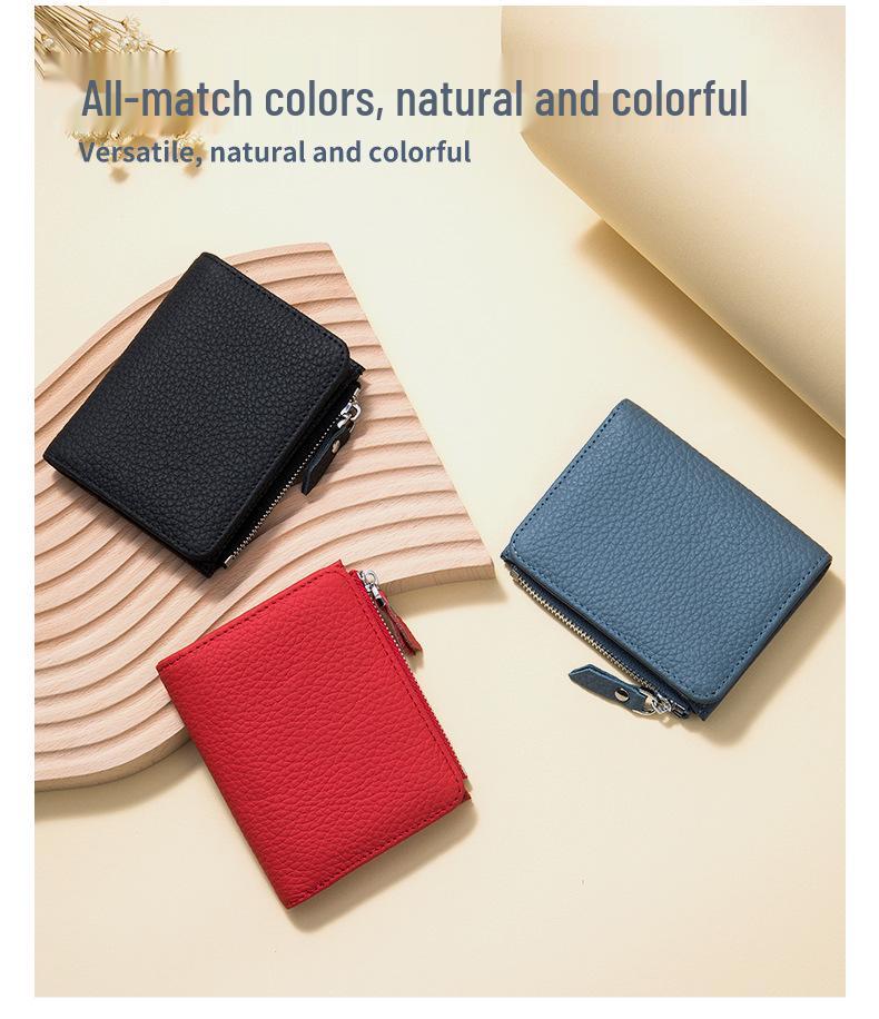 Damen Ultra-dünnes RFID Leder Portemonnaie mit Reißverschluss Münzfach und Kartenhalter