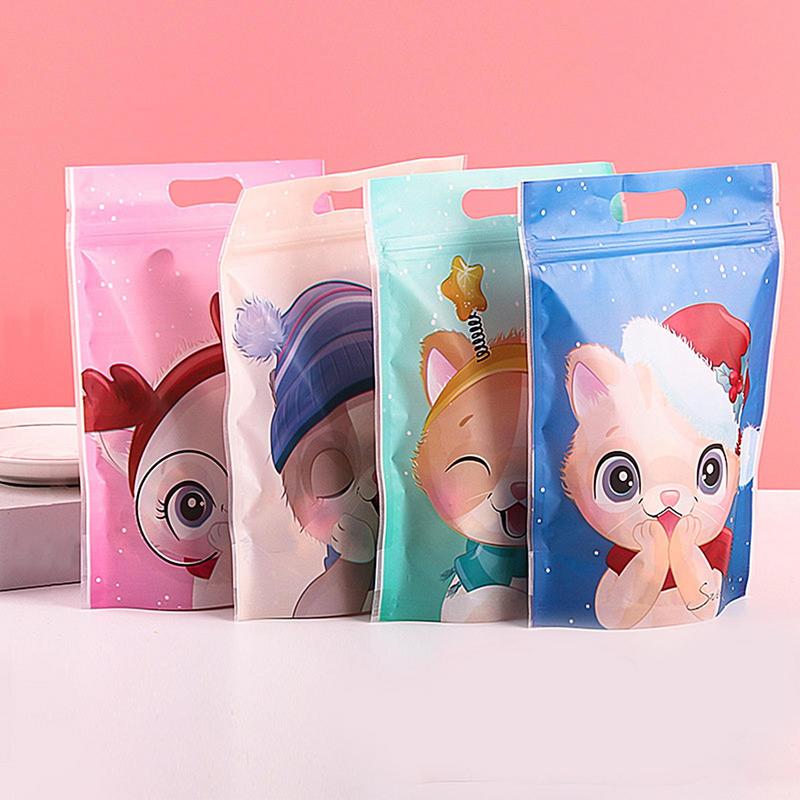 Candy Bags Sealable 50 Pieces Zip Treat Bags Stand Up Pouch Bags Self-Sealing Candy Goodie Bags Food Packaging Bags for Home