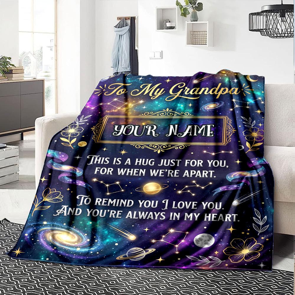 Grandpa'S Cosmic Love Blanket Warmthful Decor Great For Sofa Couch Office Bed Picnics Four Seasons Multipurpose Digital Print Birthday Christmas Gift
