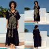 "European & American Embroidered Cotton Maxi Skirt: Women's Beach Sun Protection Robe"