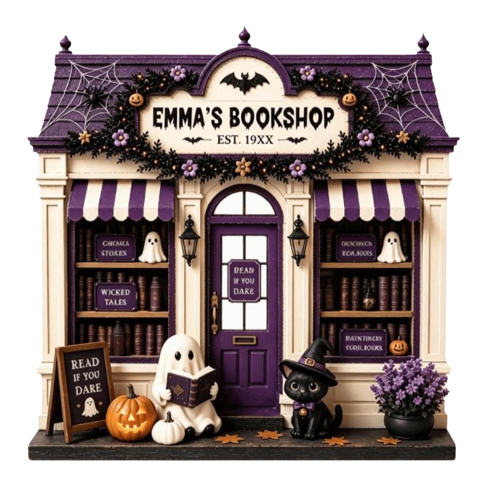 Wooden Halloween Ornaments Pumpkin Reading Theme Sign Haunted House Village Ornament Farmhouse