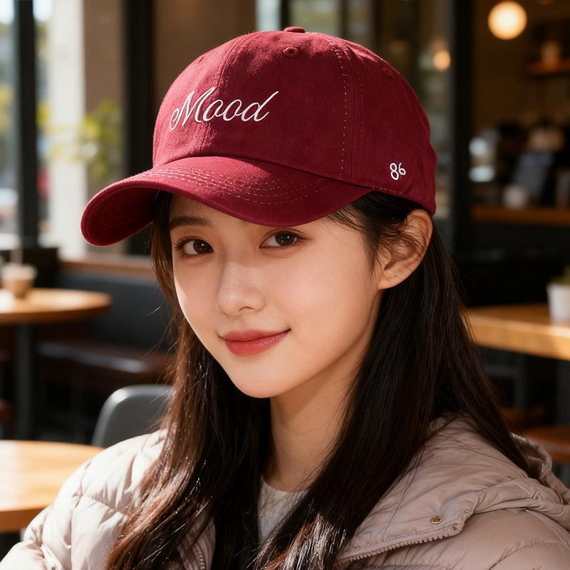 

Woolen cotton letter embroidered baseball cap student couple wide brim showing face small peaked cap man M（56-58cm）