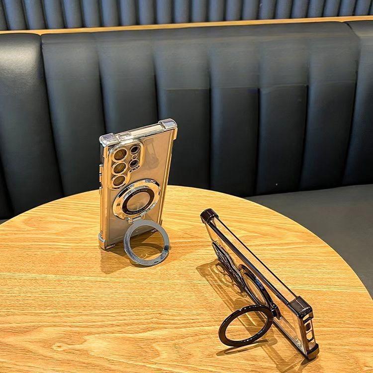 Electroplating Four Corner Airbag Anti Fall S25FE Is Suitable for Samsung S25EDGE Transparent Mobile Phone Case S22 Magnetic Bracket A56