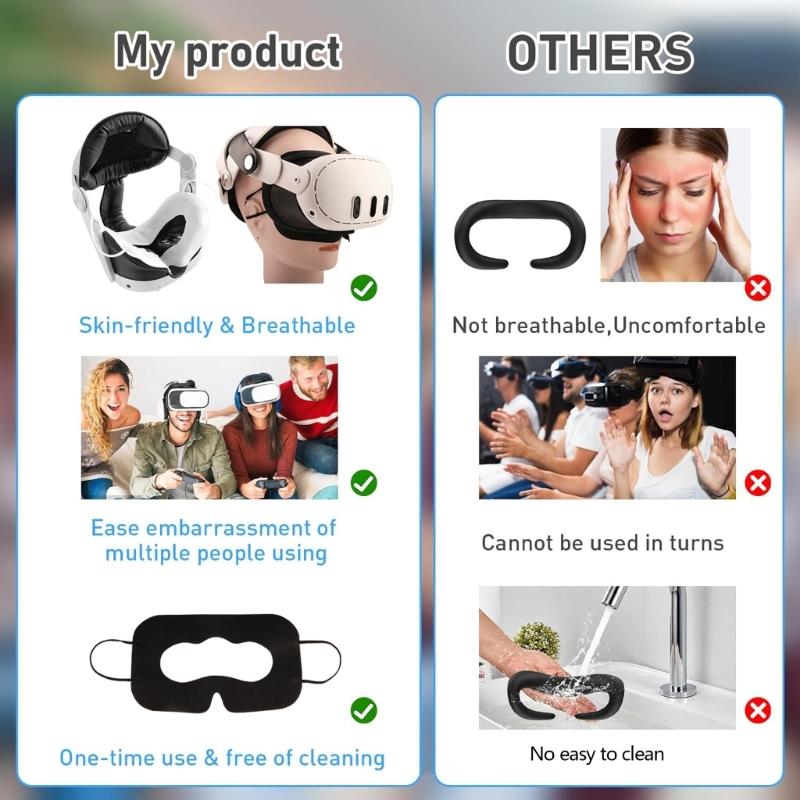 Disposable Immersive Technology Unit Face Cover 100 Count Breathable Nonwoven Fabric For Pico4 And Other Comparable Devices