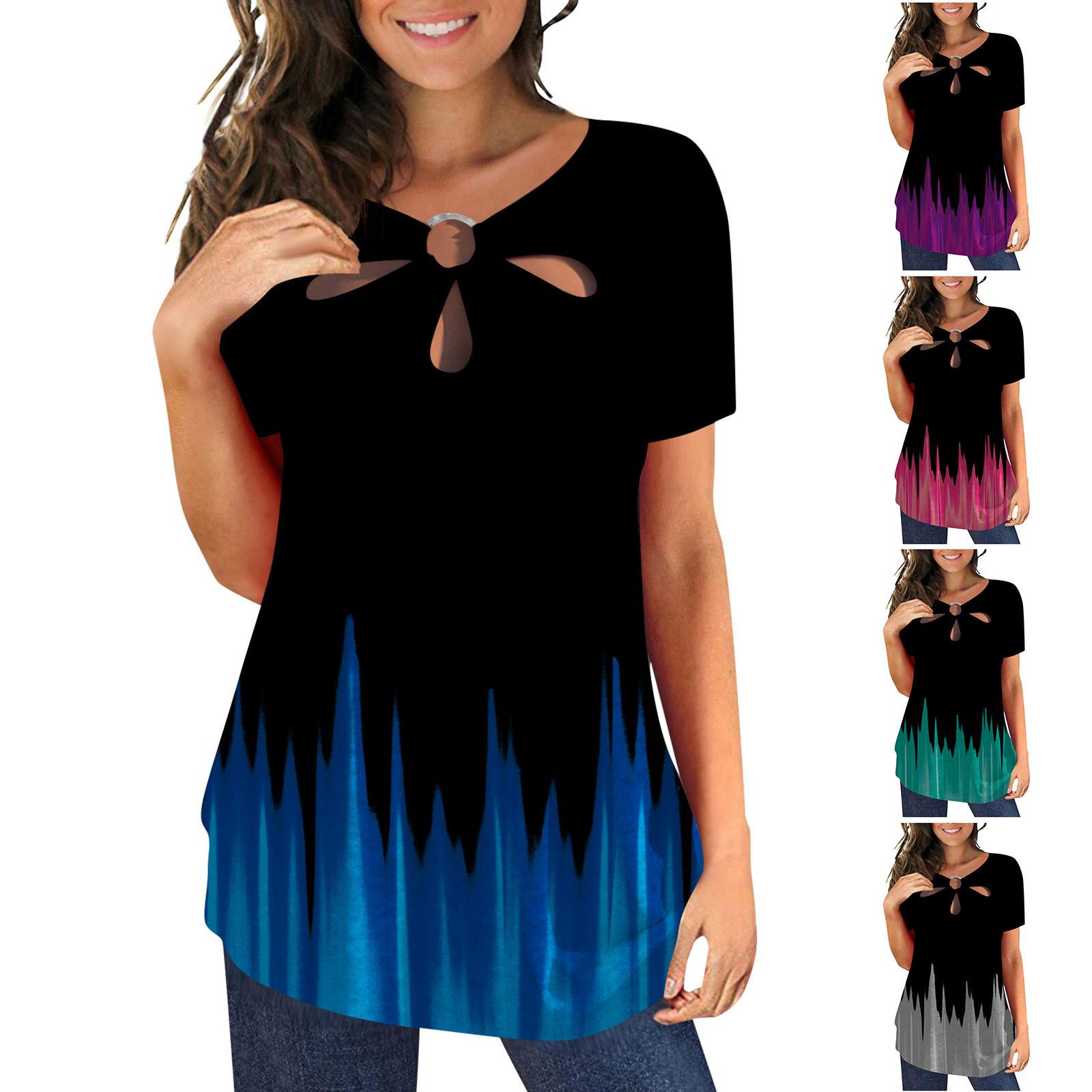 

Женская модная повседневная удобная блузка с круглым вырезом и коротким рукавом с принтом