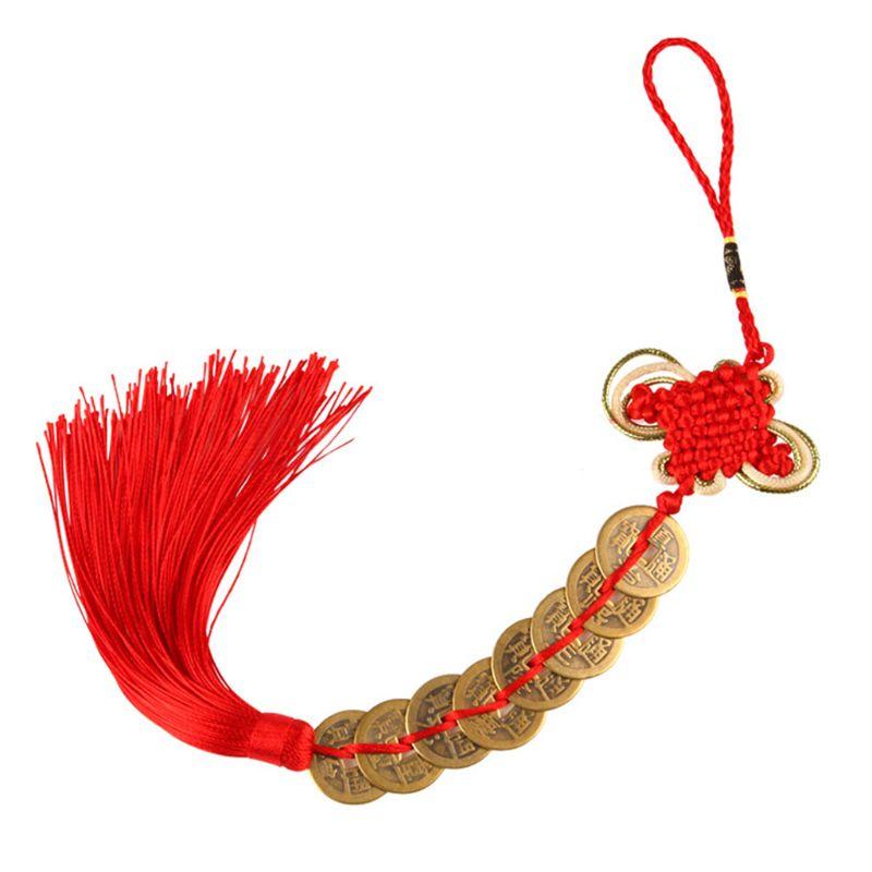 Chinese Knot Feng Shui Lucky Wealth 3/6/8/9/10 Coins For Home Car Hanging Tassel #314