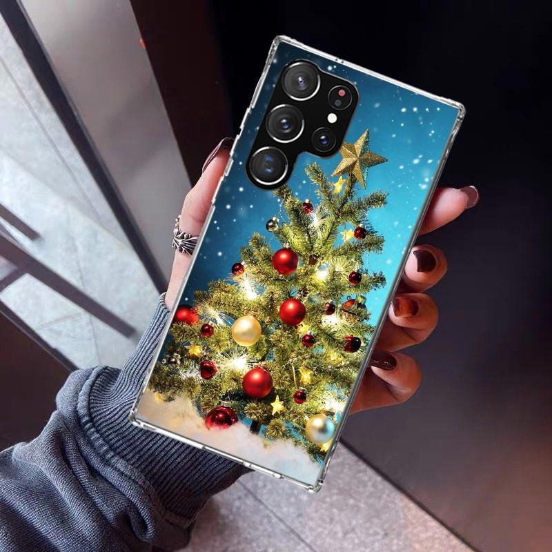 Merry Christmas Tree Snow Phone Case For Samsung Galaxy S23 S24 S25 Edge S26 Ultra S22 + S21 Plus S20 FE Cover Silicone Print Sh