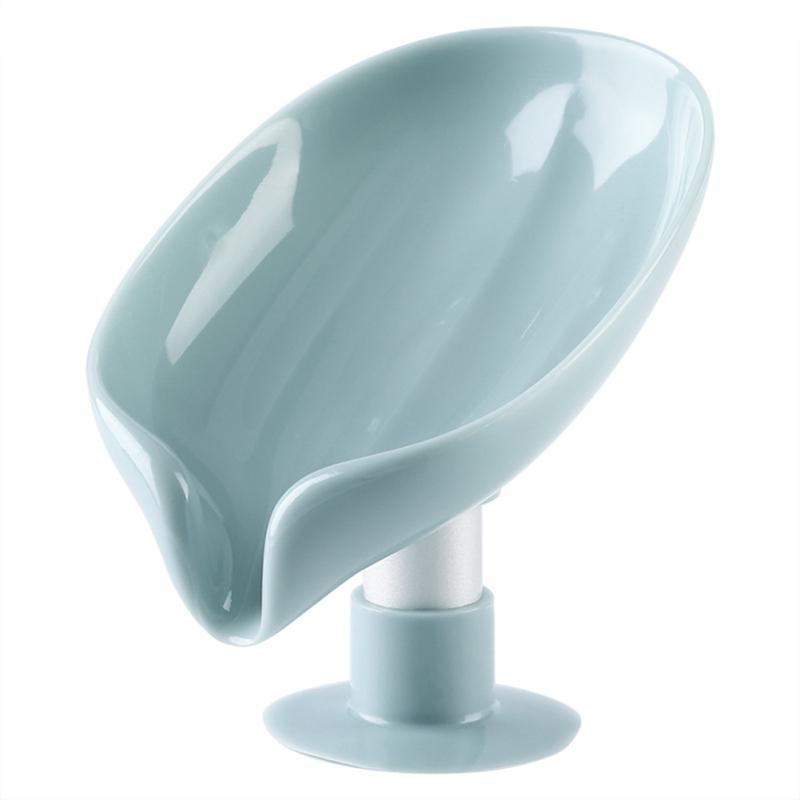 Cute Leaf Shape Soap Box Drain Rack Toilet Accessories Multi-purpose Suction Cup Vertical Wall