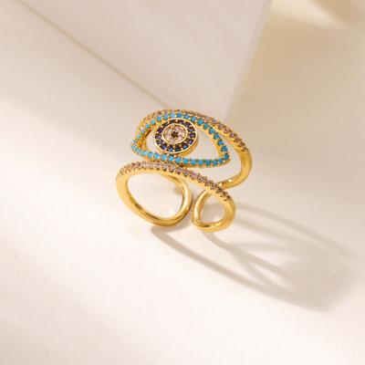 Free Shipping Exaggerated Blue Zircon Evil Eye Ring For Women Stainless Steel Punk Ring New Fashion Wedding Couple Zircon Gifts