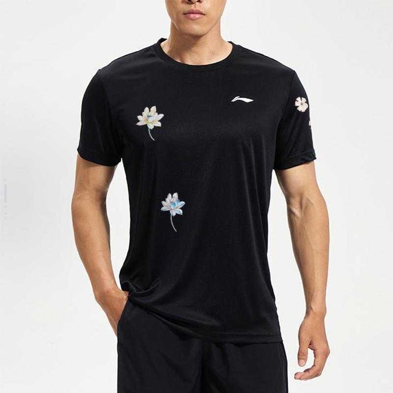 Li Ning Training Series Solid Color Breathable Comfortable Loose Sports Short Sleeve T-Shirt Unisex Tops Black ATSS463-1(TEAM702-3.4.17)