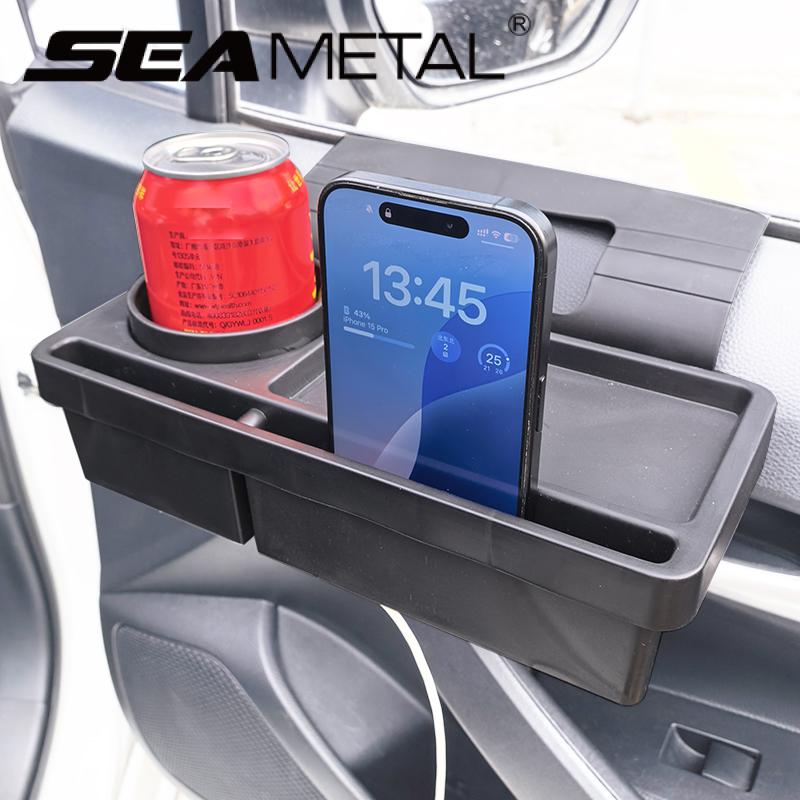 SEAMETAL Portable Car Door Cup Holder Window Drink Bottle Holder Stand Phone Key Organizer with Dual Slot