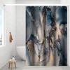 Blue Shower Curtain, Marble Shower Curtain for Bathroom Stall RV Watercolor Abstract Waterproof Fabric Shower Curtain Set