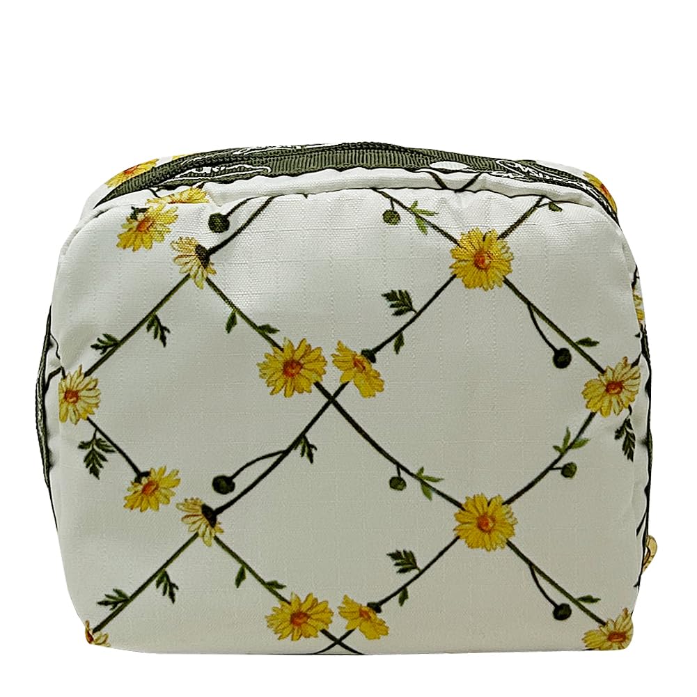 LeSportsac Square Cosmetic Pouch 6701 CROSS [LeSportsac] (DAISY ECRU) [Used]