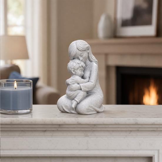 Figure Ornamentali Mamma e Bambino Stampate in 3D Stile Nordico Calde Sculture Madre-Figlio