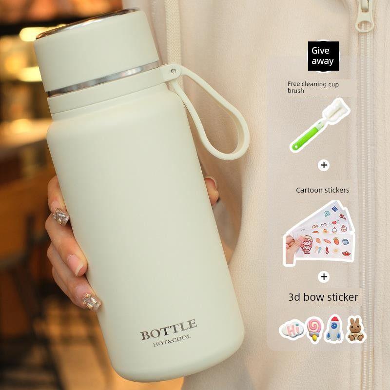 

Japanese Imported High-Capacity Thermos Cup for Men and Women, Portable Outdoor Water Bottle, 316 Stainless Steel Student Cup Bottle Dabai 850ml + Cup Brush Sticker 3D Sticker
