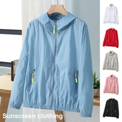 Sun Protection Jacket Waterproof Quick Dry Windbreaker Hooded Fishing Hunting Clothes Lightweight Full Zipper Side Pockets Spring Autumn Jacket for